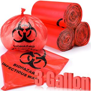 Geiserailie 200 Pack 14.5" x 19" Biohazard Waste Bags 3 Gallon Red Trash Liner with Hazard Symbol for Infectious Waste Disposal Safe Hospital Supplies