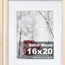 Egofine 16x20 Poster Frame Set of 2 Solid Wood Frame with Plexiglass Matted for 11x14/12x16 for Wall Mounting Hanging Picture Frame Vertically or Horizontally, Natural Wood