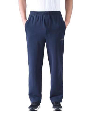 Zoulee Men's Casual Cotton Jogger Sweatpants Zipper Front Pants Thin Navy Blue XL