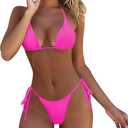Women's 2 Piece Swimsuit Halter String Bikini Adjustable Bathing Suit, S