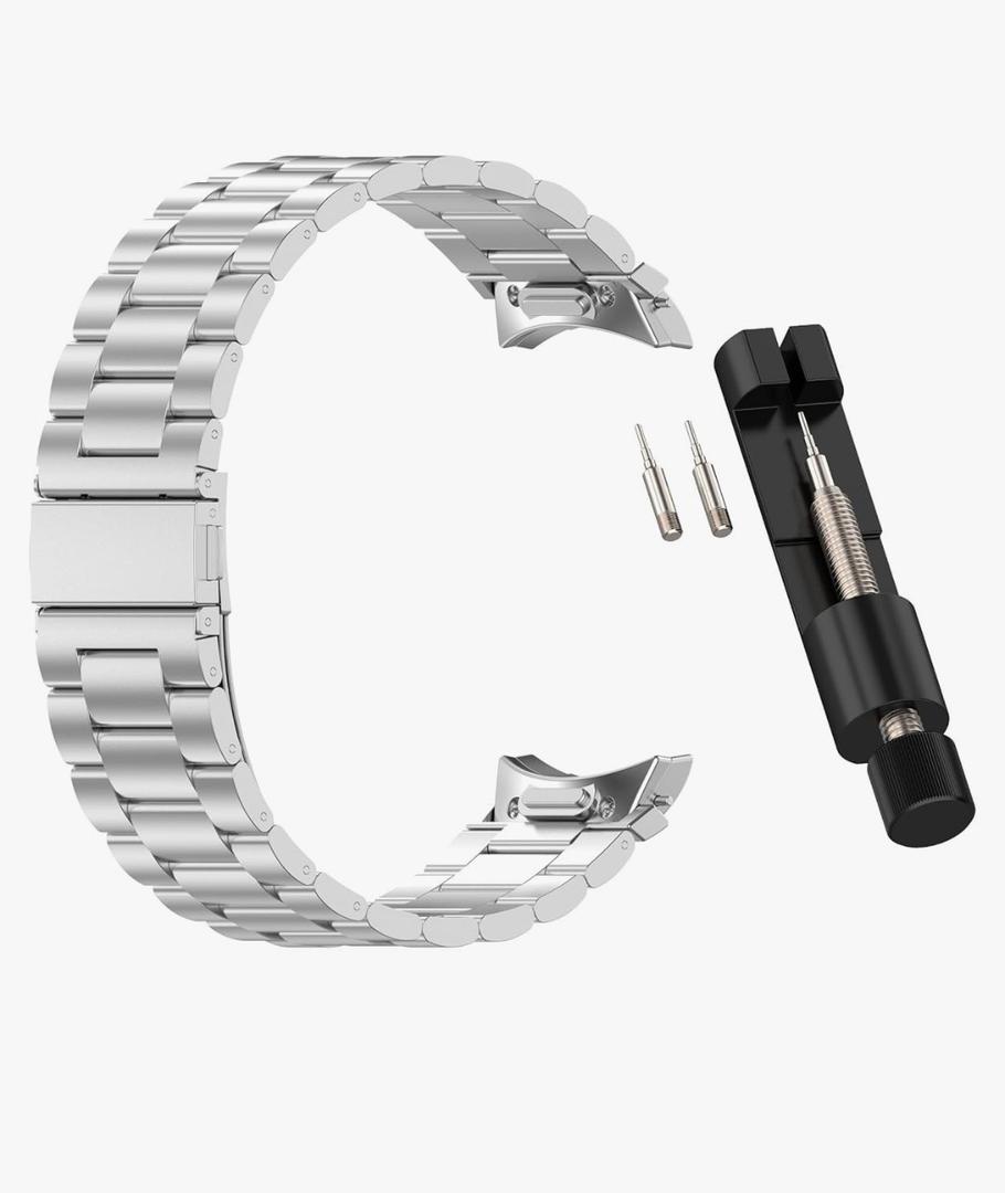 FitTurn Bands Compatible with Samsung Galaxy Watch 7/6/6 Classic/5/4/FE Metal Stainless Steel Watch Band Replacement Classic Durable Solid Link Accessory Buckle Metal Strap Wrist Band for Galaxy Watch 7 Fitness Tracker