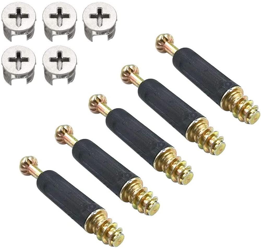 50 Sets Furniture Connecting Cam Lock Fittings with Dowel Cam Lock Connectors Furniture Fastener Screws Nut for Wardrobe and Cabinet