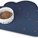Silicone Pet Feeding Mat for Dogs and Cats, High-Lips Pet Placemat Non-Slip Waterproof Bowl Mats Prevent Food and Water Overflow, Puppy Dish Tray Mat Suitable for Small Medium Large Pets, Navy
