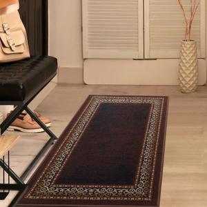 Antep Rugs Alfombras Bordered Modern 2x4 Non-Slip (Non-Skid) Low Pile Rubber Backing Kitchen Area Rug (Brown, 2'3" x 4') (2ft x 4ft (Rectangular))