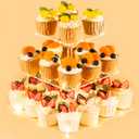 3 Tier Cupcake Stand Cupcake Holder, Acrylic Cupcake Tower with LED Yellow Light for 24 Cupcakes, Dessert Table Display Set for Birthday, Bar, Decor Weddings, Parties Events