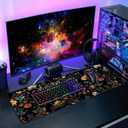 Dark Flower Mouse Pad,XXL 35.4"x15.7" Big Gaming Mousepad,Aesthetic Vintage Floral Large Extended Mouse Mat,Non-Slip Rubber Base Waterproof with Stitched Edges for Gaming Office Home