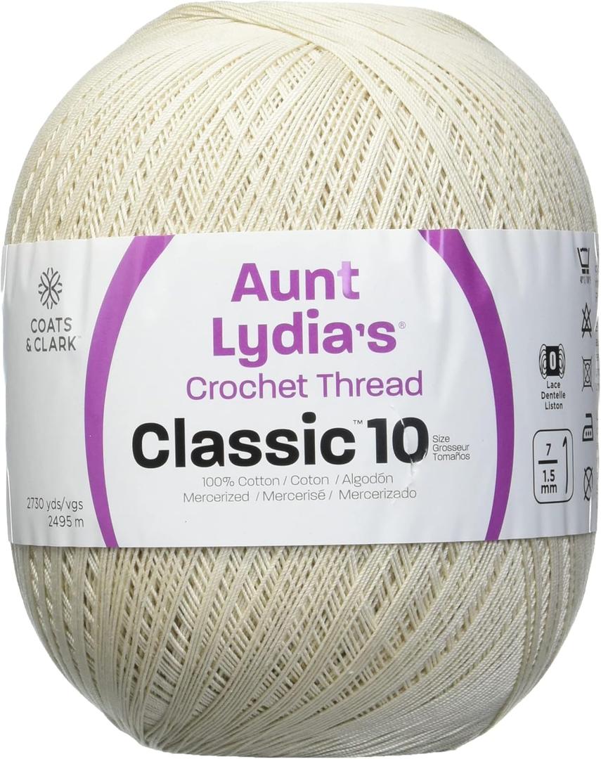 Aunt Lydia Crochet Cotton Jumbo Natural 1 Pack of Crochet - Cotton - Size 10-2730 Yards - Knitting/Crochet