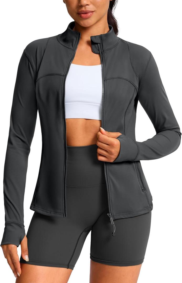 G Gradual Workout Jackets for Woman Hip-Length Slim Fit Zip Up 4 Pockets Athletic Jacket Spring Gym Running Clothes, Large