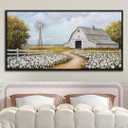 Large Rustic Painting Wall Art Farmhouse Barn Picture for Living Room Windmill Home Bedroom Decoration Modern Art Framed Artwork Decor 24x48inch
