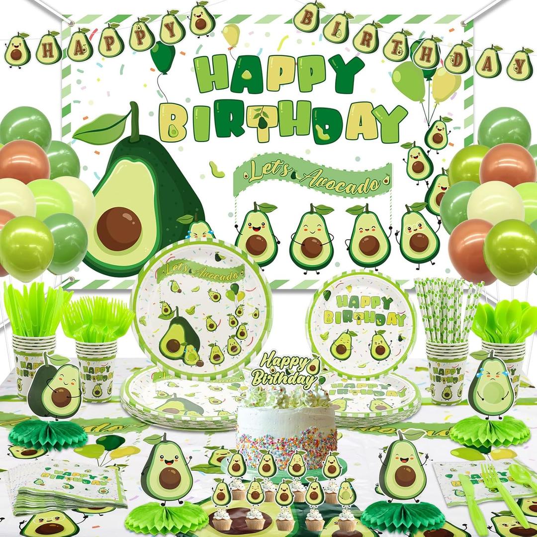 Fruit Avocado Party Supplies, Avocado Theme Party Decorations for Girls Kids Avocado One Birthday Party with Plates Cups Napkins Tablecloth Birthday Backdrop Banner Balloons, Serves 20 Fruit Avocado Party Supplies, Avocado Theme Party Decorations for Girls Kids Avocado One Birthday Party with Plates Cups Napkins Tablecloth Birthday Backdrop Banner Balloons, Serves 20