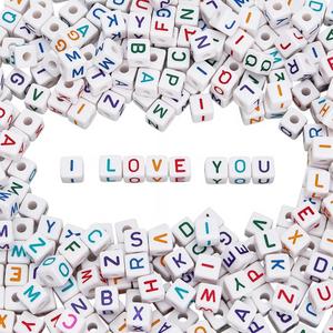10MM 400PCS Colorful Letter Beads with Holes Acrylic Cube Assorted Alphabet Colorful Opaque Square Loose Spacer Bead Bulk for Jewelry Making Bracelet Necklace Earrings DIY Crafts Supplies