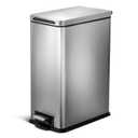 Home Zone Living 8 Gallon Slim Kitchen Trash Can with Soft Close Lid, Step Pedal, Bag Tuck Band, and Removable Liner, Stainless Steel, Silver (Single)