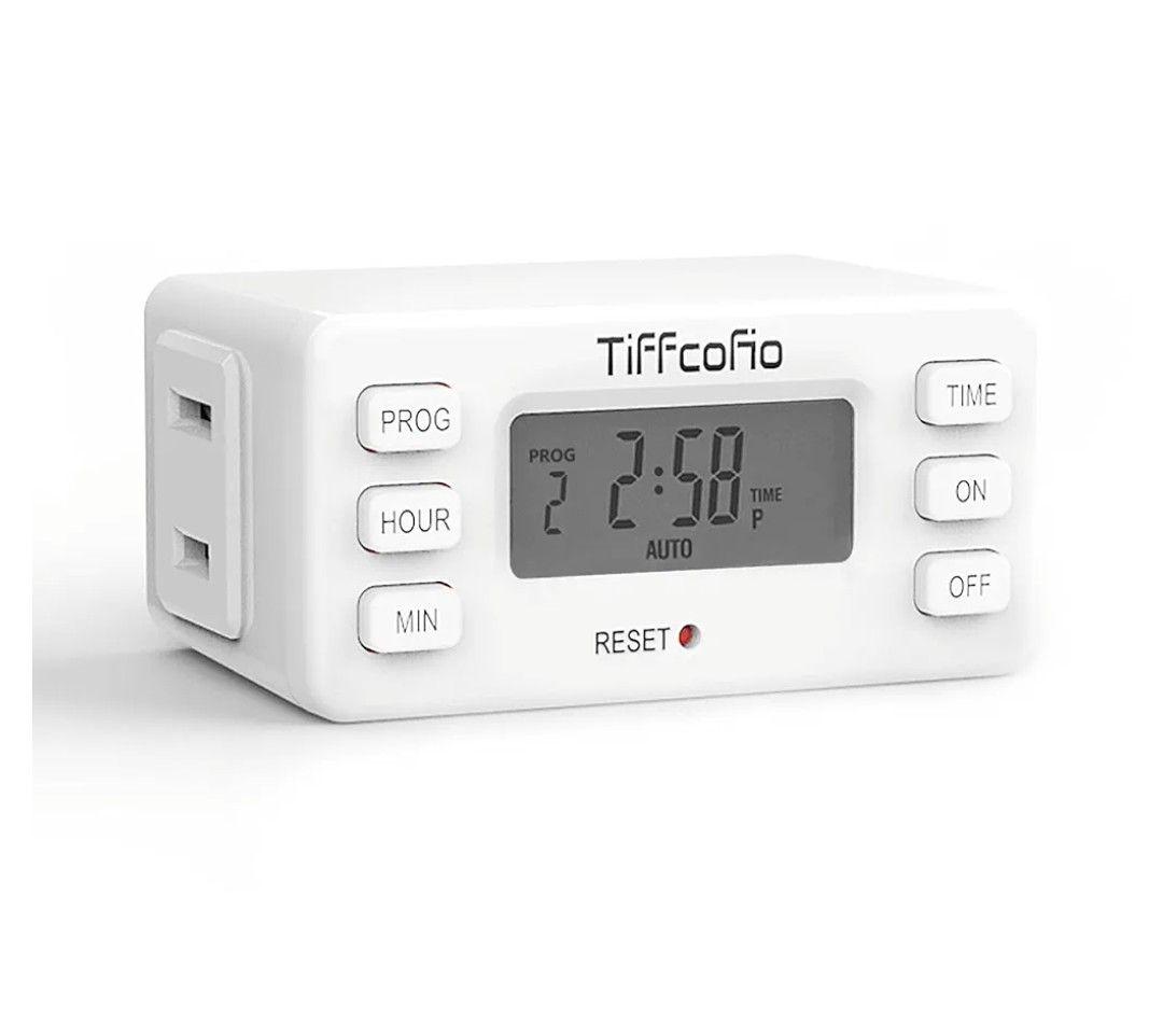 TiFFCOFiO Indoor 15A/1875W Digital Light Programmable Outlet Timer, 2 Pack
