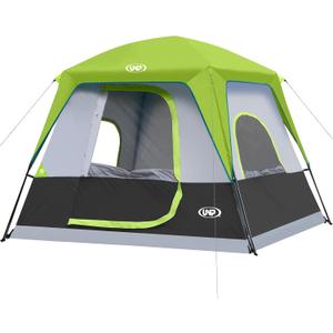 UNP 2/4/6/8 Person Tent, Portable Cabin Tent, Camping Tent 4-Person Easy Set Up, Waterproof with Top Rainfly for Outdoor Camping/Hiking (Fluorescent Green)