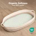 2 x 2-Pack Organic Bassinet Sheets for Girls, Boys - 100% Cotton Bassinet Mattress Sheets Compatible with Halo Bassinest Swivel Sleeper, Graco, Baby Delight, Chicco, Unisex Fitted Bassinet Sheets (Herb)