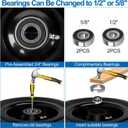 11x4.00-5 Flat Free Lawn Mower Tires and Wheels 3/4" 5/8" 1/2" Ball Bearings, 3.25"-5.5" Centered Hub 11x4-5 Zero Turn Mower Front Tires, Smooth Wheels for Commercial Grade Lawn