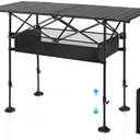 LET'S CAMP Folding Camping Table, Portable Aluminum Roll-up Picnic Backpacking Table with Adjustable Height, Large Storage and Carrying Bag for Picnic, Camping, BBQ, Party, Backyard, Beach