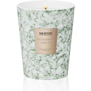 M&SENSE Sandalwood Jasmin Scented Soy Candle, 3 Wick Highly Scented 14.1 Oz 75H, Aromatherapy Christmas Gift for Women and Men