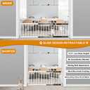White Metal Dog Gate for Small Dogs - 13.3" Short Freestanding Puppy Gate with Retractable Sliding Rail, No Installation, Indoor/Outdoor Use, Foldable & Portable Pet Barrier