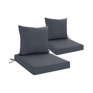 24x24 Inch Outdoor Cushions for Patio Furniture Set of 2, Waterproof Outdoor Chair Cushions w/Fade-Resistant, Removable & Machine-Washable Covers, Deep Seat Sofa/Couch Pads Replacement, Dark Grey