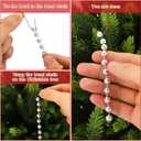 Geelin Sliver 100 Set Bead for Christmas Tree Pearl Ornaments for Christmas Tree Plastic Faux Pearls Garland Decorations with Green Hooks Bead Hanging Ornaments for Xmas Wedding Home Decor