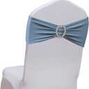 50 Pack Dusty Blue Chair Sashes, Spandex Dusty Blue Chair Sash Bands Bows for Wedding Reception Events Decorations, Dark Blue Chair Ties for Covers