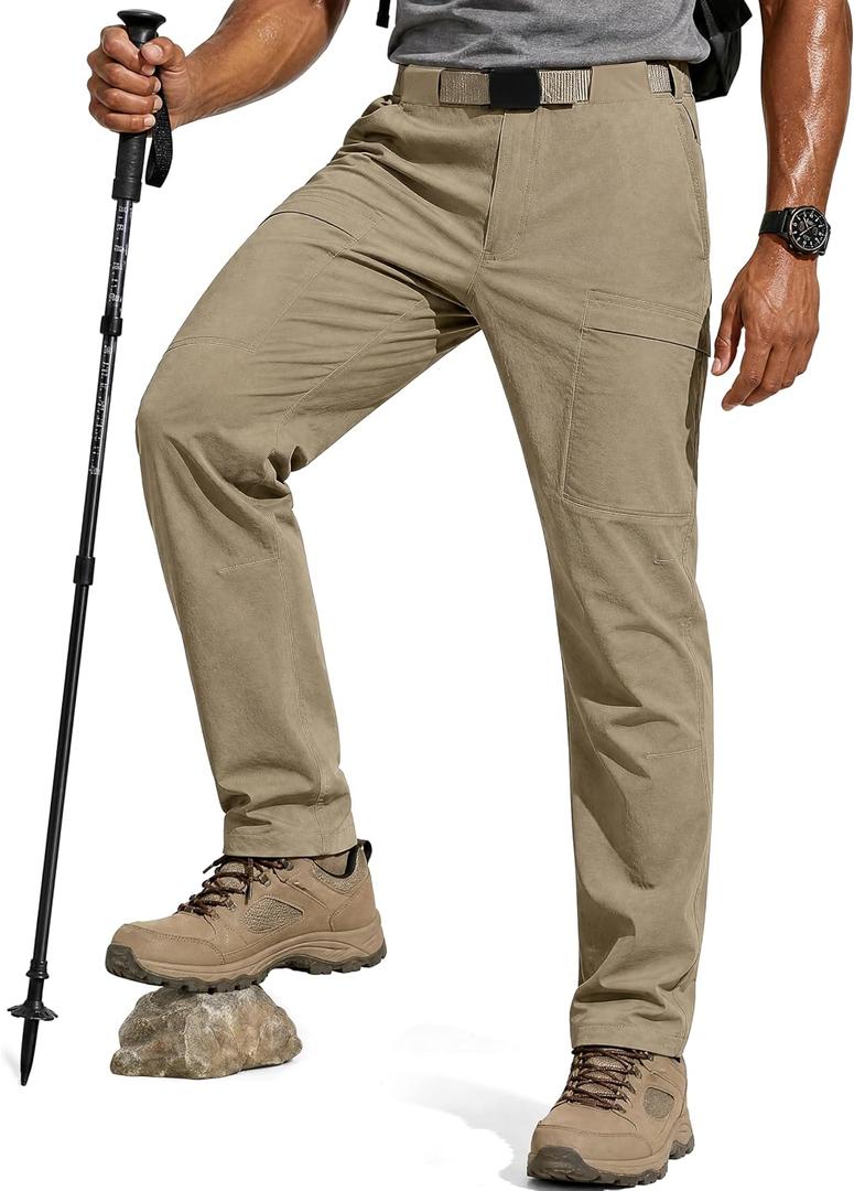 FREE SOLDIER Men's Outdoor Cargo Hiking Pants with Belt Lightweight Waterproof Quick Dry Tactical Pants Nylon Spandex, Size 36W x 32L