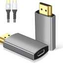 USB C Female to HDMI Male Adapter with USB-C Video Cable, 4K@60Hz UniDirectional USB Type C Source to HDMI 2.0 Display Converter Thunderbolt 3/4 to HDM-I for i-/Phone 17 MacBok Pro, Galaxy - 1 Pack (grey)