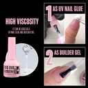 UV Nail Glue and Builder Gel 2 in 1, No Wipe Top Coat Kit for Predesigned French Tip Nail Tips, NOVO OVO Super Strong Adhesive for Press on Nails, 30+ Days Long Lasting, Salon Effect, Easy to Use