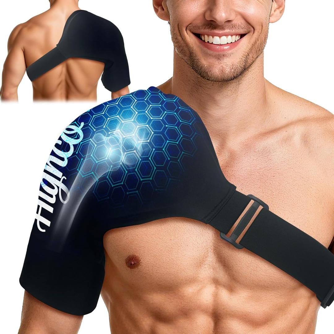 Shoulder Ice Pack Wrap for Rotator Cuff and Arm,Reusable Compression Cold Brace for Pain Relief & Muscle Relaxation,Tendonitis,Swelling,Discomfort After Surgery,Hot &Cold Therapy Ice Pack for Shoulder (XLarge-Black)