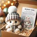 Mini Bunny Hug Cute Easter Gift Plush 2025 Bunny in a Box Hugs Positive Bunny Stuffed Animal Rabbit Soft Floppy Easter Ideas Bunnies Basket Stuffers Doll Emotional Support Inspirational Gifts (A1)