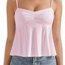 OMKAGI Cute Peplum Camisole Tops for Women Built in Bra Sleeveless Going Out Tank Top(L,22-Baby Pink)
