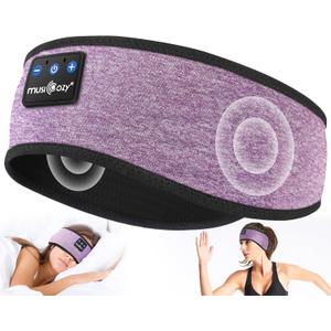 MUSICOZY Sleep Headphones Bluetooth 5.4 Headband, Wireless Earphones Music Sleep Earbuds Sleeping Eye Mask with HD Stereo Speakers for Workout Running Travel Yoga, Ideal Gifts for Women Men (Light Purple)