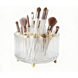 360 Degree Rotating Desktop Organizer,Makeup Brushes,Pencils,Desktop Stationery Storage Rotating Rack,Premium Plastic Organizer For Office,School And Home (Transparent color)