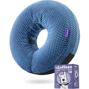 Loflaze Inflatable Dog Cone Collar - Dog Neck Donut Cone Collar Alternative After Surgery - Soft Cone for Dogs Cats - Alternative Recovery E Collar (Blue, L)