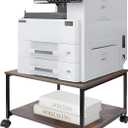 EMERIT Printer Stand,19.5''x19.5''x12.8'' 2 Tier Large Printer Laser Table Heavy Duty Rolling Printer Cart with Wheels for Home Office -100 LBS Each Tier (Wood)