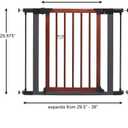 MidWest Homes for Pets 29-Inch Tall Pet Gate with Textured Graphite Frame and Decorative Wood Door, Expands to 38 Inches Wide, Includes 3-inch Extensions