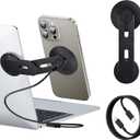 Laptop Phone Holder, Magnetic Phone Stand 15W Fast Wireless Charger for MagSafe for iPhone 17/16/15/14/13/12 & All Phones for Tesla (Black)