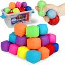 Stress Cubes Stress Balls 24Pack Mini Bulk Sensory Fidget Toys Squishies Balls for Kids Adults Squishies, Party Favors & Anxiety Relief  Slow Rising, Non-Toxic Desk Toys for Classrooms