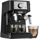 De'Longhi Stilosa Manual Espresso Machine, Compact Coffee Maker, 15 Bar Pump Pressure, Manual Milk Frother Steam Wand for Authentic Single & Double Espresso, Lattes & Cappuccinos, Tamper Included