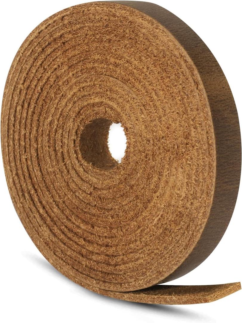 Ringsun1/4 Inch Wide Flat Leather Strips for Crafts, Full Grain Leather Straps Cord String for Crafts, Tooling (2mm Thick 72.5 Inches Long Light Brown)