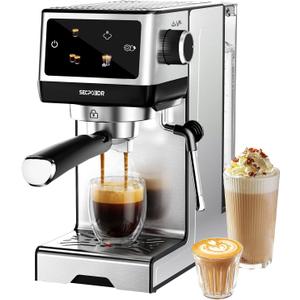 20 Bar Espresso Machine with Milk Frother, Cold Brew, Touch Screen | Create Barista-style Espresso, Latte, Cappuccino at Home, Fast Heat, PID Control and Easy Touch Operation, Sliver