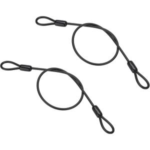 PATIKIL 5/32" Dia Vinyl Coated Stainless Steel Cable with Loops, 2 Pcs 2 ft (20") Flexible Wire Rope Security Chain Lanyard Lock for Outdoor Lighting Luggage Lock, Black