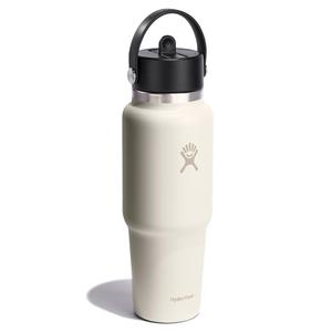 Hydro Flask Travel Water Bottle - Insulated Stainless Steel - Wide Straw Lid, Non Spill, Leakproof in 32 Oz Ivory