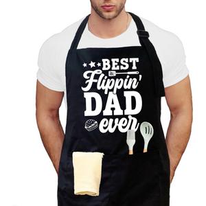 APASIN Funny Cooking Apron for Dad, Grilling apron for men with 2 large pockets, Adjustable neck strap, Gift for Dad, Father (Best Flippin' Dad Ever)