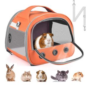 Bissap Guinea Pig Carrier Bag, Portable Small Animal Carrier Pouch for Hamster Chinchilla Rabbit Gerbil Hedgehog Sugar Glider Outgoing Travel Carrying Case Orange