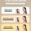 Travel Mirror with Lights Makeup Mirror Touch Screen 3 Colors Light 72 LEDs Rechargeable, 1000mHA 7.9x5.3-Inch Desk Compact Mirror White