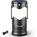 Lichamp 1Pack Solar Camping Lantern, USB Rechargeable LED Lanterns Battery Powered Pop Up Flashlight Lamps with Three Modes Power for Power Outages Hurricane Supplies Emergency Indoor & Outdoor