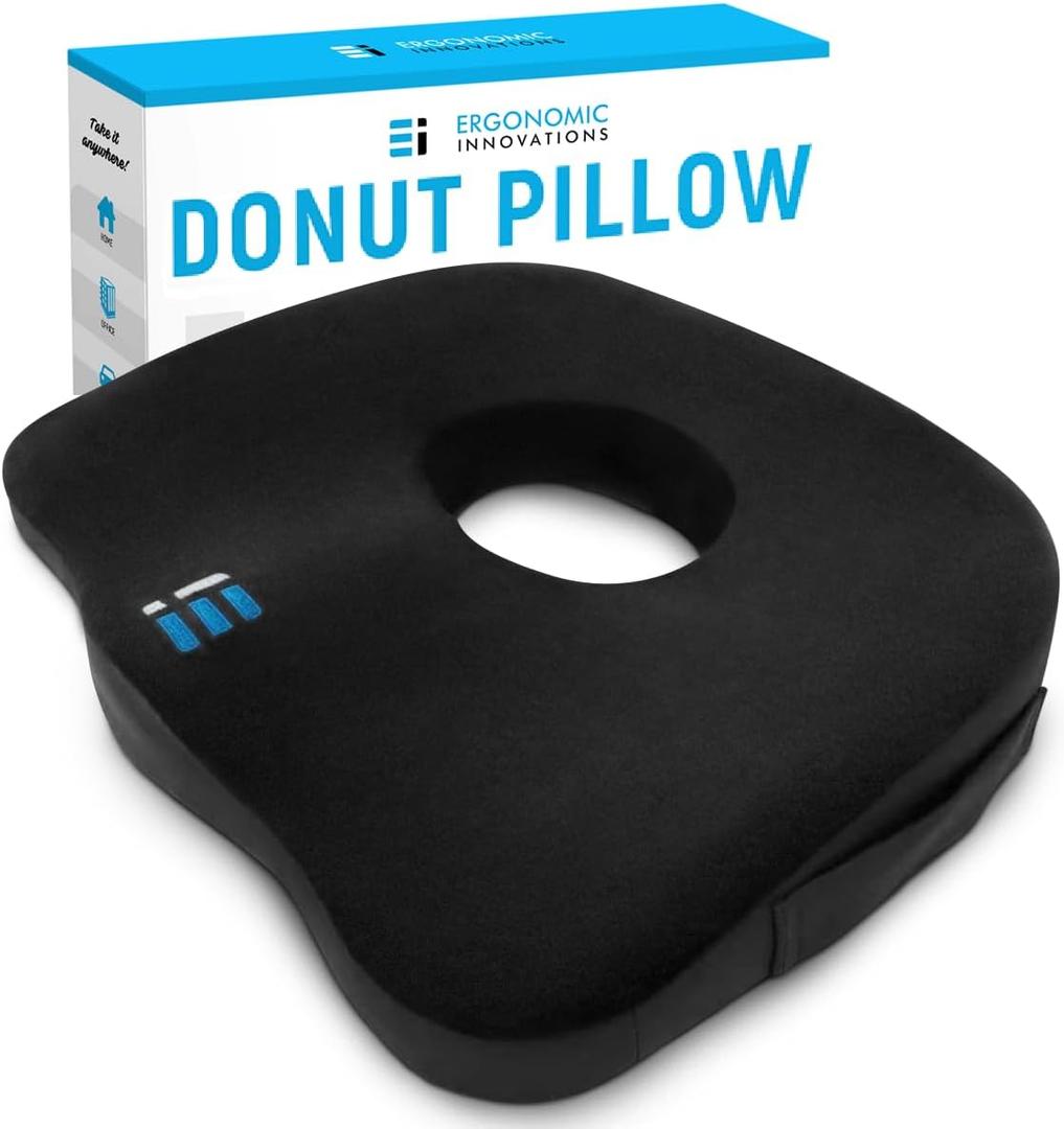 Premium Large Donut Pillow for Tailbone Pain Relief - Hemorrhoid Pillow for Sitting, Coccyx Support, Postpartum Recovery, Pressure Sores, Post Surgery and Sciatica, Orthopedic Donut Seat Cushion (Large - 18.5" x 15" x 2.5")