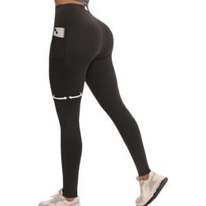 Tummy Control Leggings with Pockets Compression Butt Lifting High Waist Pants for Women (Small, Black)